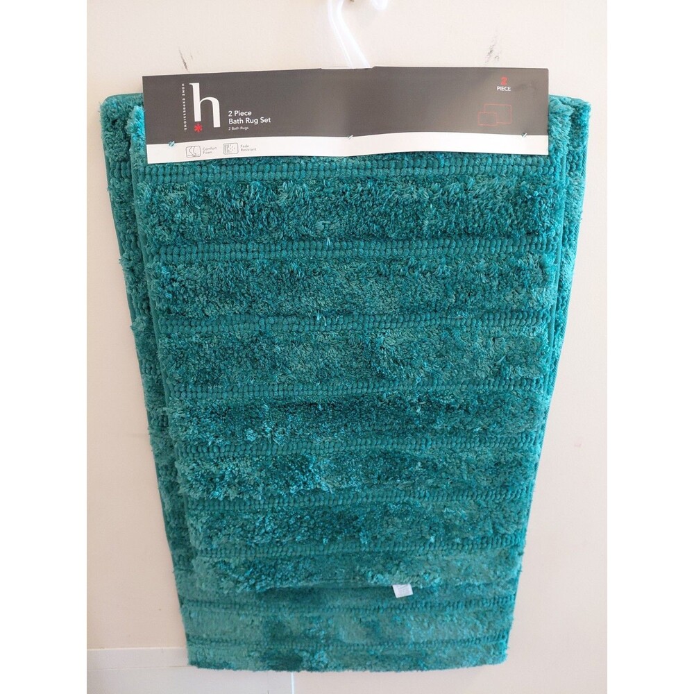Home Expressions Foam Padded Bath Rug Set Galapagos Green 2-Piece